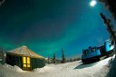 yurt light aurora moon snowcoach